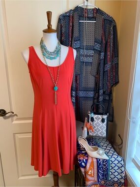 Lauren Ralph Lauren Fit-and-Flare Dress coral